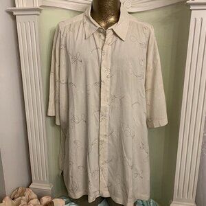 Reel. Size 3X. Silk Embroidered, Short Sleeve, Button Up. Shirt. B79.